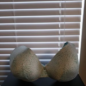 Teal and white leopard bra
